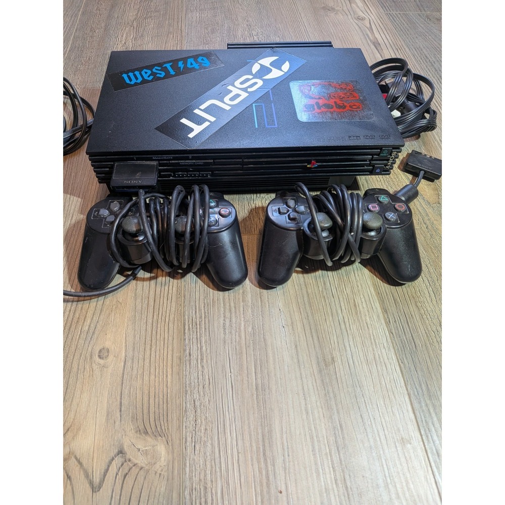 Sony PlayStation 2 Black Console with 2 Controllers, DVD Playback, Composite RCA